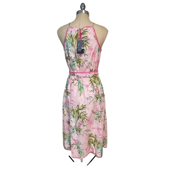 Crown & Ivy Tropical Palm Print Halter Dress With Tie Belt Small NWT - Picture 5 of 8
